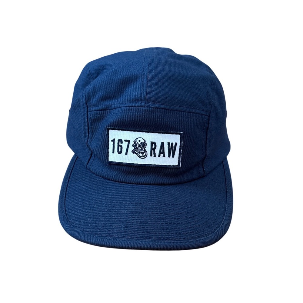 167 Raw 5 Panel Hat Mens Navy Blue Adjustable Camper Cap SIZE OSFM